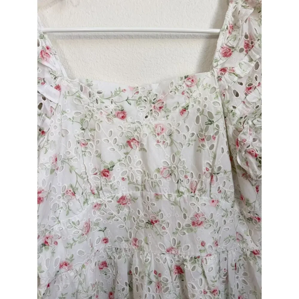 LoveShackFancy x Target Women's Clementine Floral Eyelet Short Dress Sz 12 - Picture 5 of 9